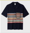 NAVY SIGNATURE STRIPE BUTTON THROUGH SS POLO